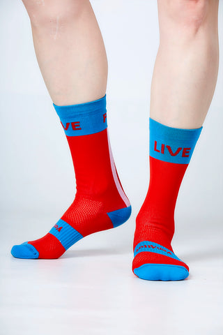 LIBERTAS Chaussettes Running Bleu-Rouge