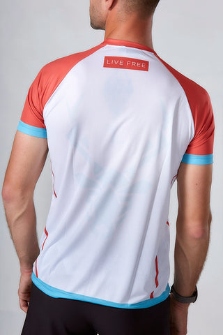 T-shirt de course technique Pro AVUS - Rouge/Bleu Unisexe