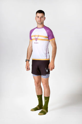 T-shirt de course technique Pro AVUS - Violet/Moutarde Unisexe