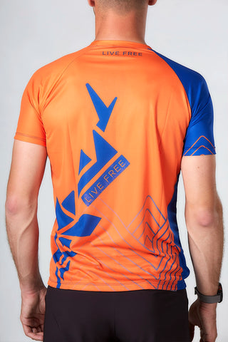 T-shirt de course technique Pro JANO - Bleu/Orange Unisexe