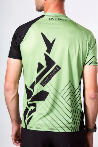 T-shirt de course technique Pro JANO noir-vert unisexe