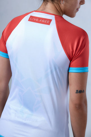 Camiseta técnica Pro AVUS de Running - Rojo/Azul Mujer