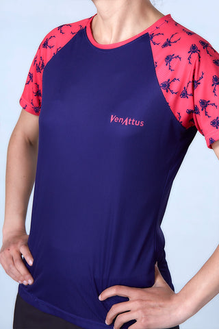 Camiseta técnica Pro GÜIN-GÜIN de Running - Azul/Rosa Mujer