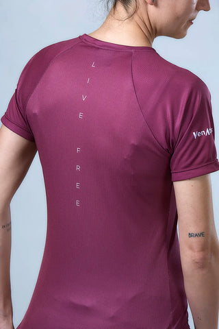 Camiseta técnica Pro HERBA de Running - Burdeos Mujer