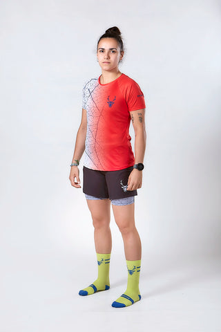 T-shirt de running technique Pro JERGE - Rouge et Bleu Femme