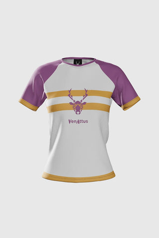 T-shirt de course technique Pro AVUS - Violet/Moutarde Femme