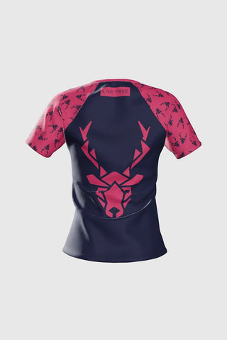 Camiseta técnica Pro GÜIN-GÜIN de Running - Azul/Rosa Mujer