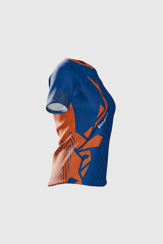 Camiseta técnica Pro JANO de Running - Azul/Naranja Mujer