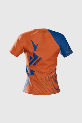 Camiseta técnica Pro JANO de Running - Azul/Naranja Mujer