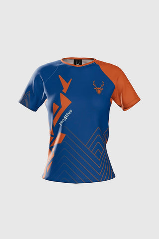 Camiseta técnica Pro JANO de Running - Azul/Naranja Mujer