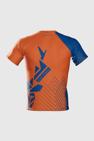 T-shirt de course technique Pro JANO - Bleu/Orange Unisexe