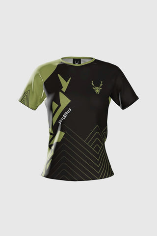 Camiseta técnica Pro JANO de Running - Negro-Verde Mujer