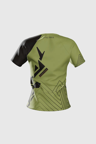 Camiseta técnica Pro JANO de Running - Negro-Verde Mujer