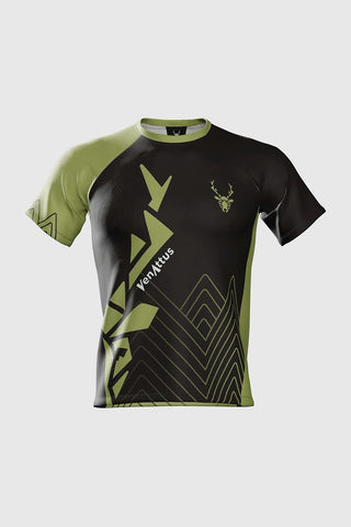 T-shirt de course technique Pro JANO noir-vert unisexe