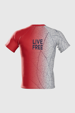 T-shirt de course technique Pro JERGE - Rouge et bleu unisexe